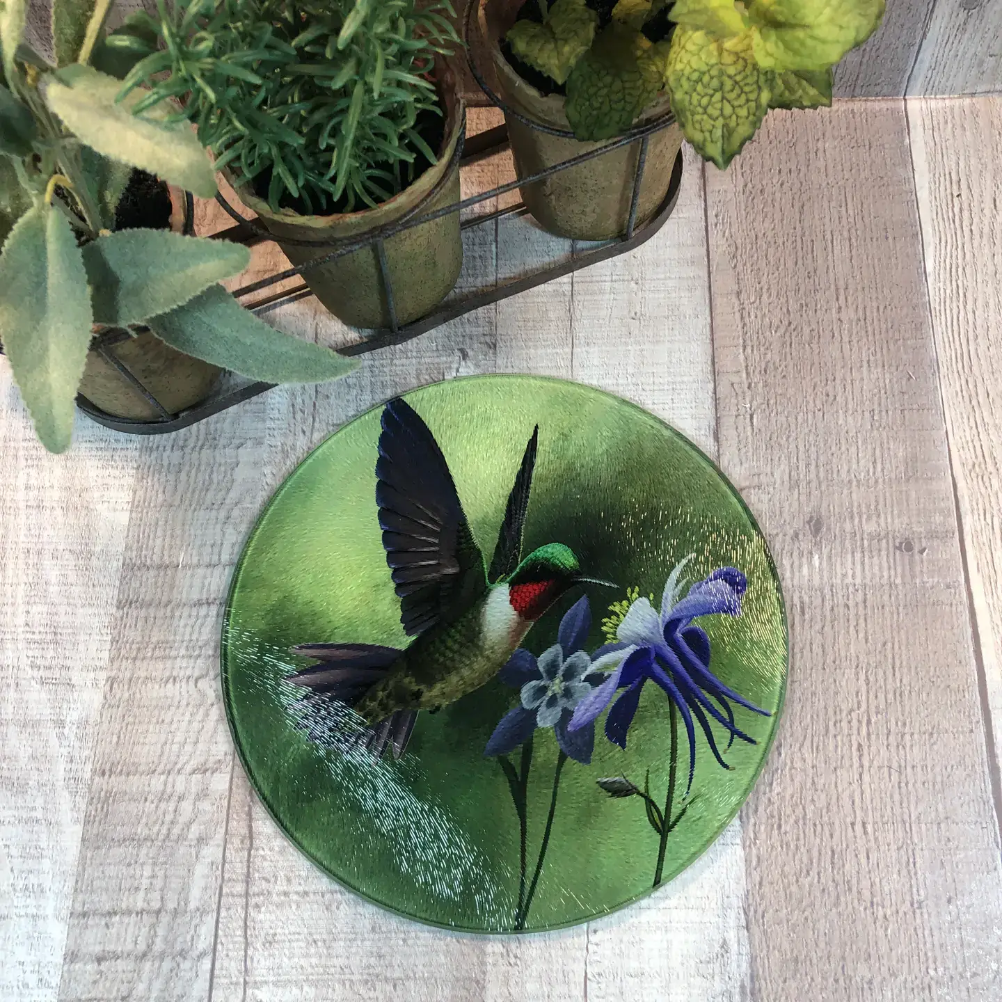 GP Originals - Vente Planche à découper - Planche à découper en verre trempé Colibri Ancolie4