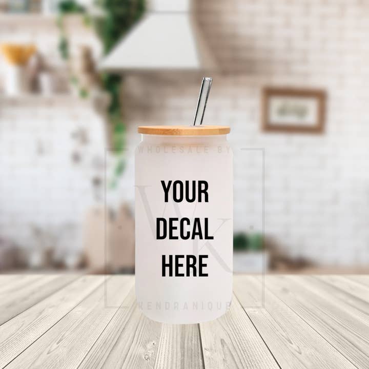 Wholesale By Kendranique - Wholesale Drinking Glass/Cup - 16 oz Sublimation Frosted Glass Can
