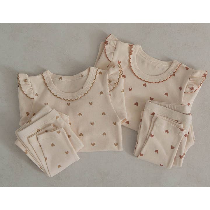 Kids Toddler Girls Heart Printed Top and Pants Set for wholesale by peekaboo