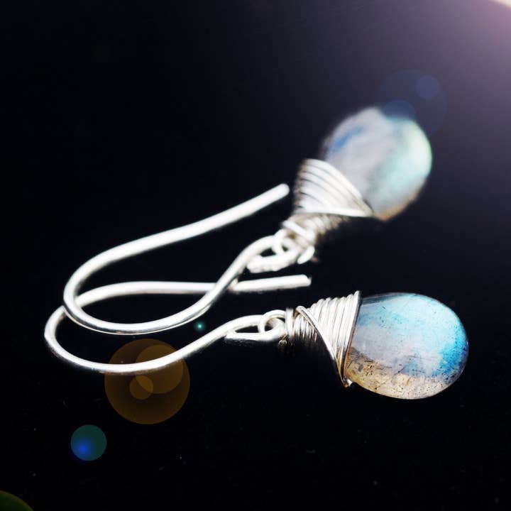 Stunning Labradorite Earrings // Amazing & Unique Blue/Green Flash Quality Natural Aaa Grade Gemstones // Handmade With Love In Hawaii // for wholesale by Treehouse Jewelry Hawaii