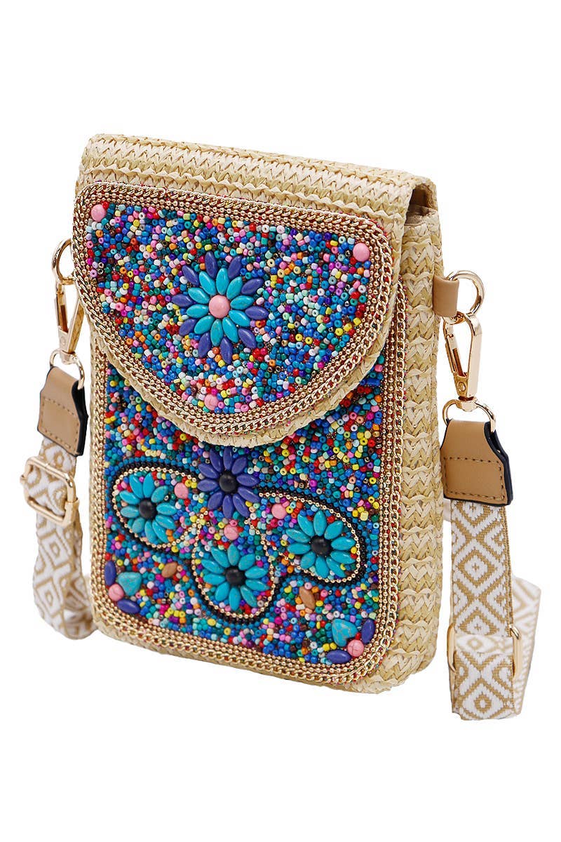 Cap Zone - Wholesale Crossbody Bag - Women's - Daisy Bohemian Artisan Beaded Crossbody Bag0