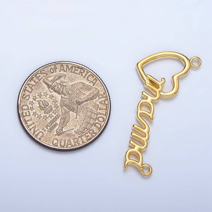 Aim Eternal - Wholesale Craft Supplies - 24K Gold Filled "MAMA" Heart Script Minimalist Connector | F5262