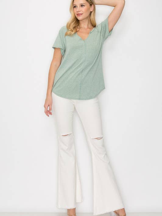 A.gain - Wholesale T-Shirt - Women's - 10884SS627 - SOLID V NECK TOP