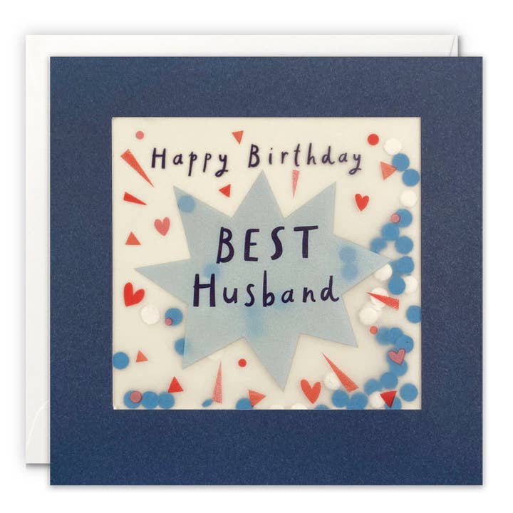 Husband Star Confetti Birthday Card - Paper Shakies for wholesale by James Ellis