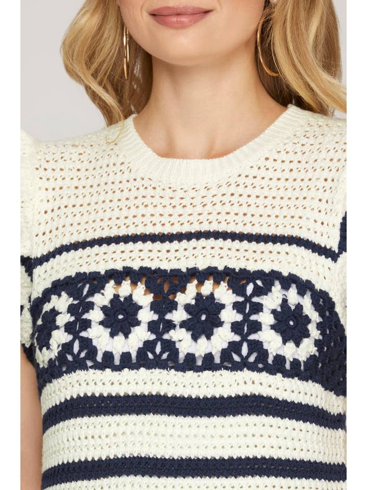 Peace Love Line - Venta al por mayor Jersey de punto - Mujer - PL5588 - TOP DE CROCHÉ CON MANGAS CON VOLANTES4