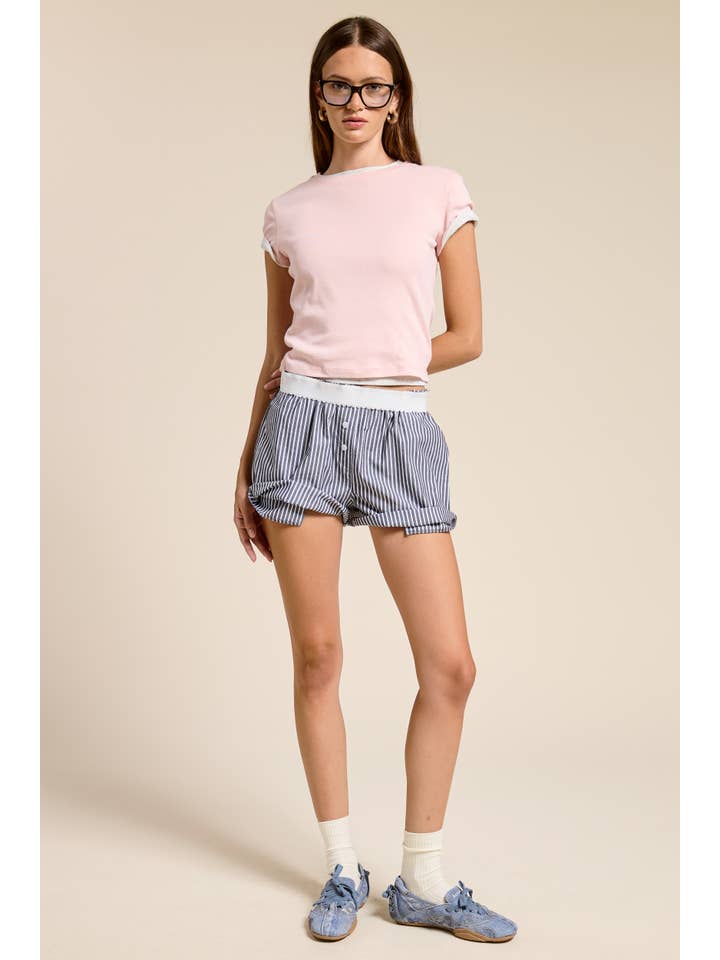 Mimosa - Wholesale T-Shirt - Women's - Basic Short Sleeve Baby Tee Knit Top2