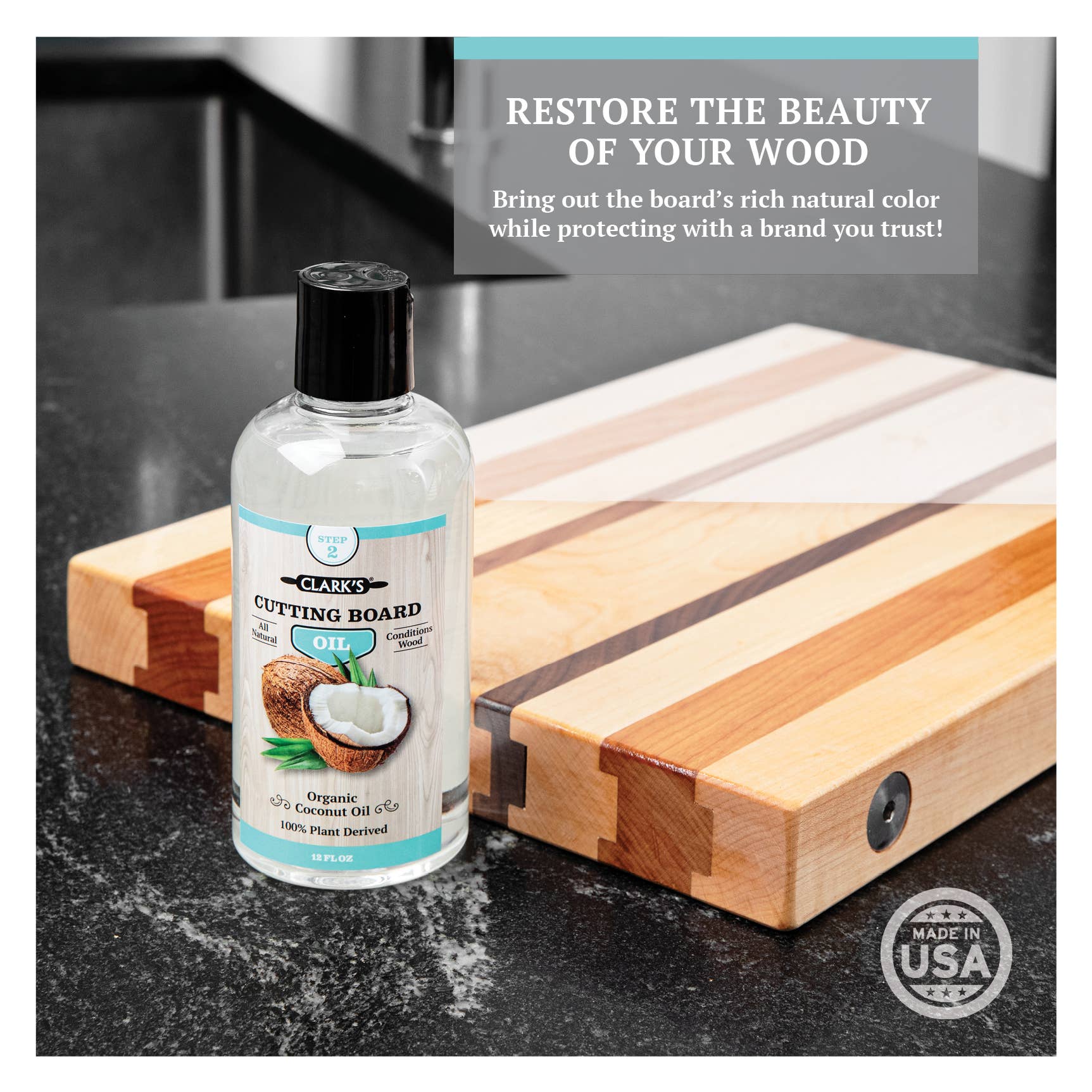 CLARK'S - Wholesale Cutting Board - CLARK'S Coconut Cutting Board Oil | Contains No Mineral Oil3