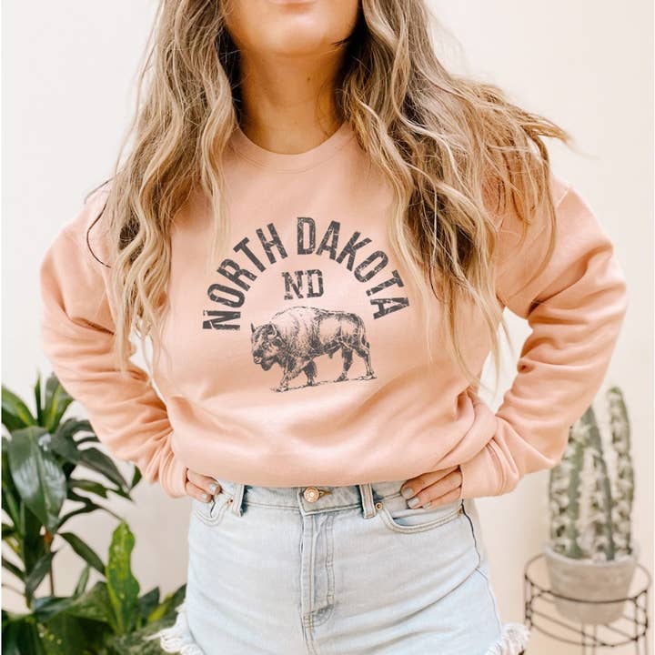 NORTH DAKOTA Grafisk Unisex Fleece Pullover for engroshandel hos Shamaim