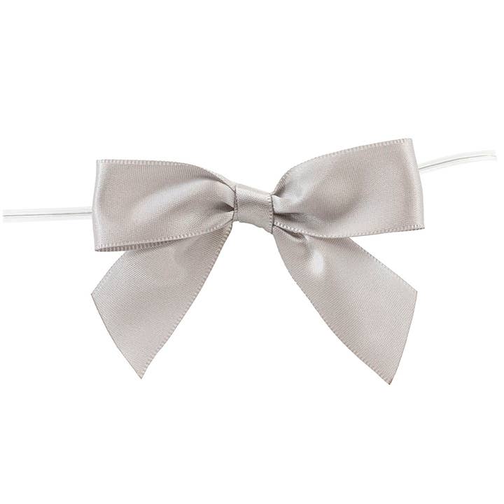 SATIN TWIST TIE BOW LGE-SLVR-3 07005-3X2 for wholesale by RELIANT RIBBON