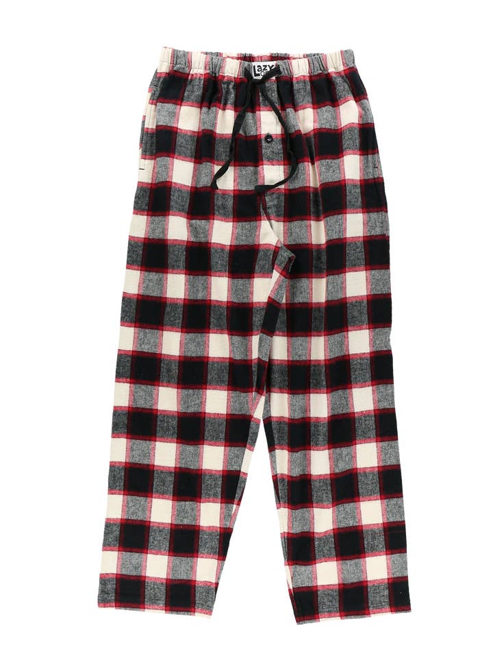 Lazy One - Wholesale Sleepwear Bottom - Men's - Black Plaid Flannel Men's PJ Pants
