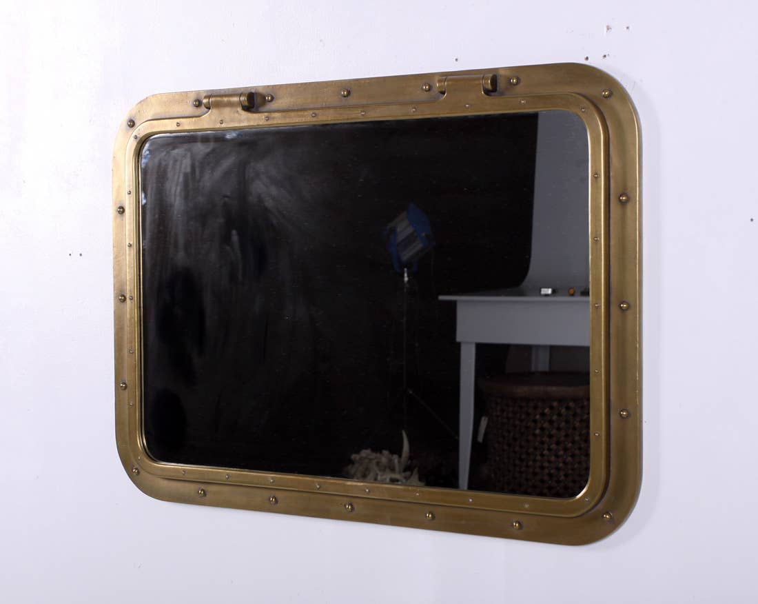 Nautical Tropical Imports - Wholesale Wall Mirror - 34"x24" Rectangular Porthole Mirror Antique Brass Finish 6
