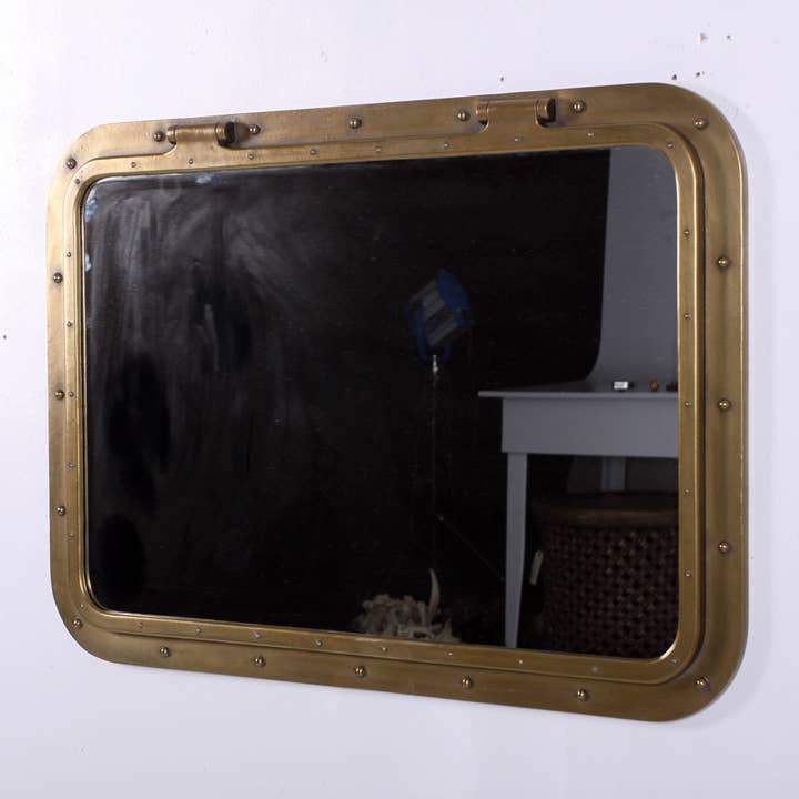 Nautical Tropical Imports - Wholesale Wall Mirror - 34"x24" Rectangular Porthole Mirror Antique Brass Finish 6