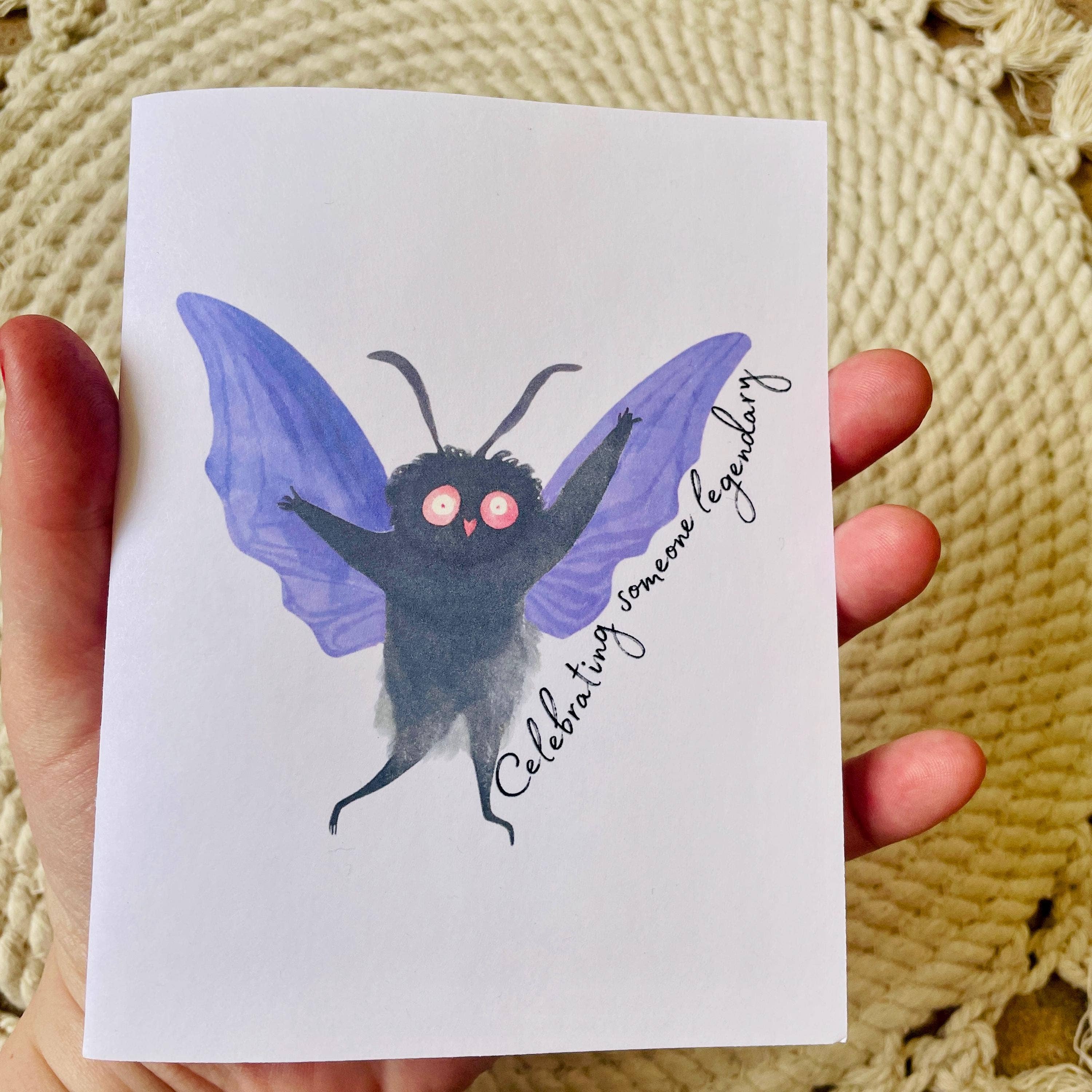Cryptic Paper Co. - Wholesale Everyday Greeting Card - Cute Mothman Fairy Cryptid Card For Birthday or Celebration 2