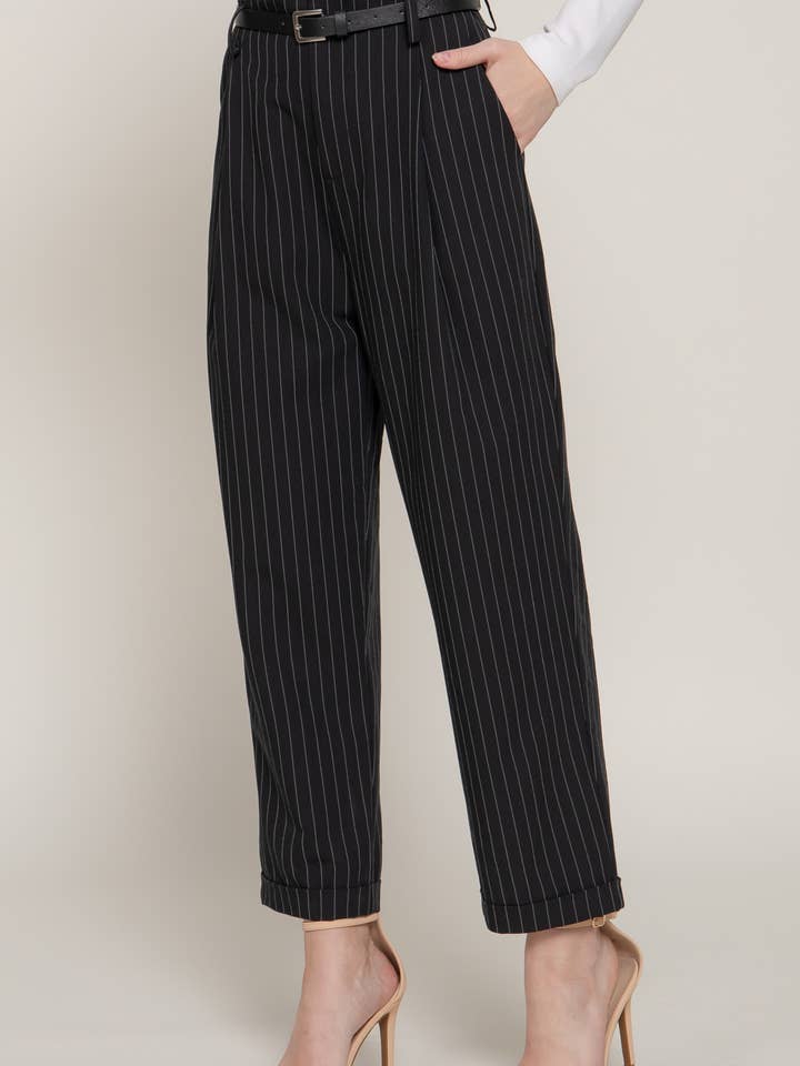.0109 Belted Y/D Stripe Pants w/ pockets SI-27576 for wholesale by 42POPS