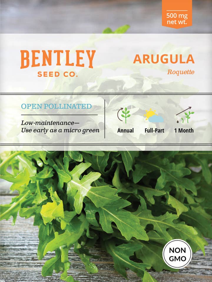 Arugula, Roquette Seed Packets for wholesale by Bentley Seed Co.