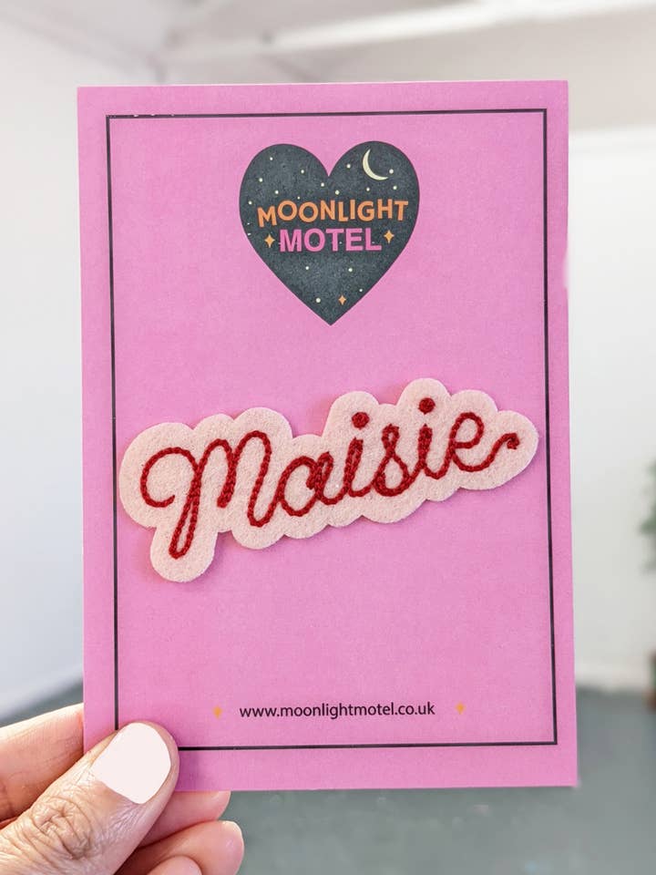 Personalised 'Your Name' Chainstitch Embroidered Patches for wholesale by Moonlight Motel