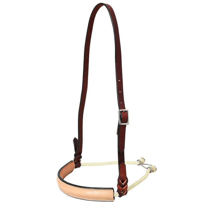 HILASON - Wholesale Horseback Riding Gear - Western Horse Round Nose Caveson Genuine Leather Noseband