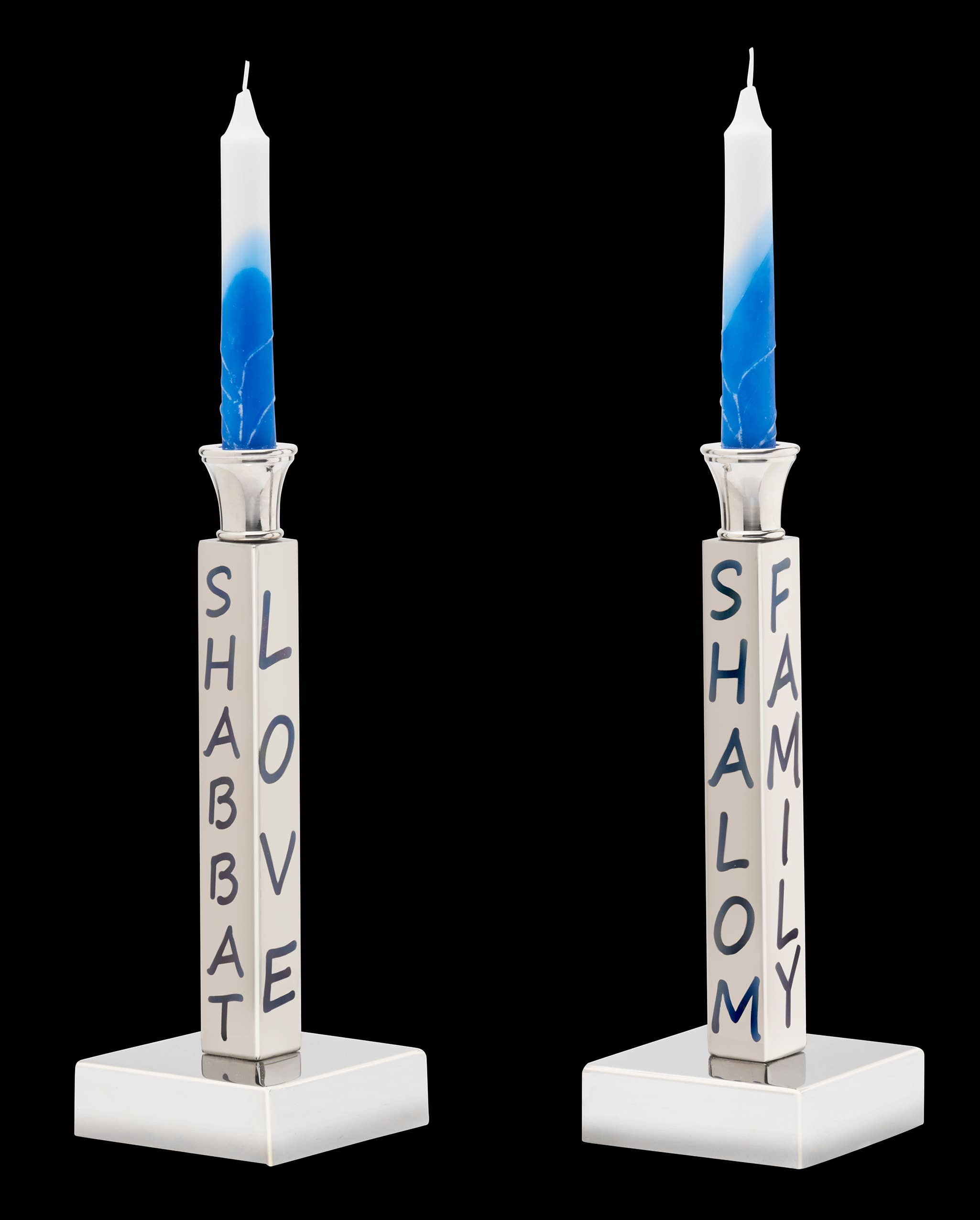 Inspired Generations - Venta al por mayor Candelabros - Portavelas Peace, Love & Shabbat - Plateado2