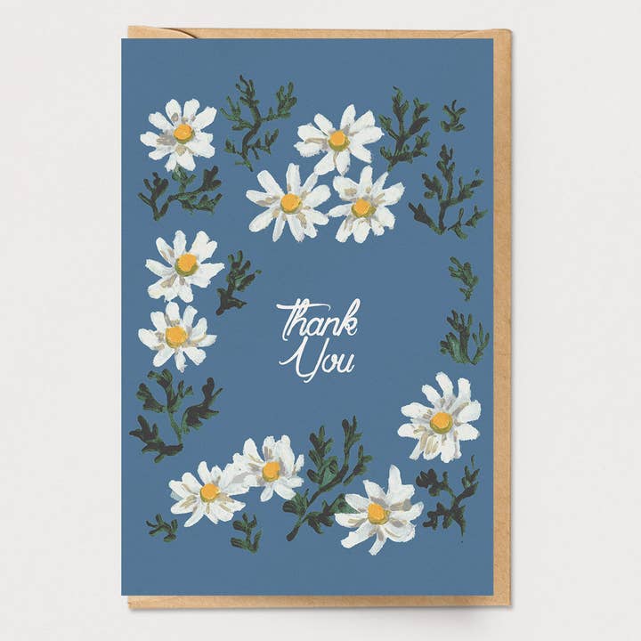 Cartão de Agradecimento com Grinalda de Margaridas por atacado de Ingrid Press