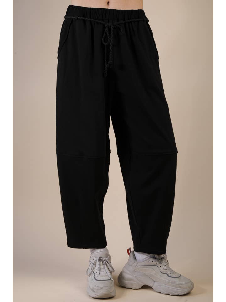 VERY J - Wholesale Pants - Women's - NP70814-Braid Waist Strip Barrel Pants14