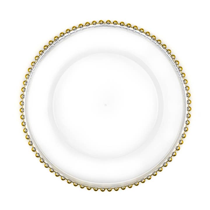 Beaded Rim Plastic Charger Plate 12½" - Gold for wholesale by Portofino International Trading, USA