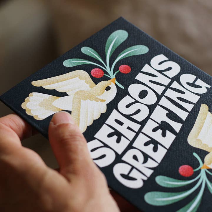 Julie Solvstrom Illustration - Wholesale Christmas Card - Seasons Greetings Birds Christmas Card | Holiday Card4