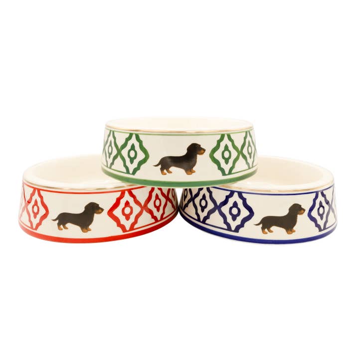 Hondenvoerbak van keramiek model Teckel in drie kleuren voor wholesale door MW production GmbH & Co. KG michael platin design