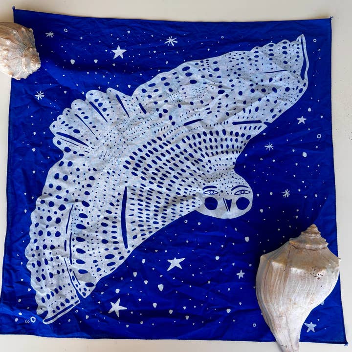ELIZABETH GRAEBER art + illustration - Wholesale Bandana - Women's - Owl Bandana, screen printed cotton scarf0
