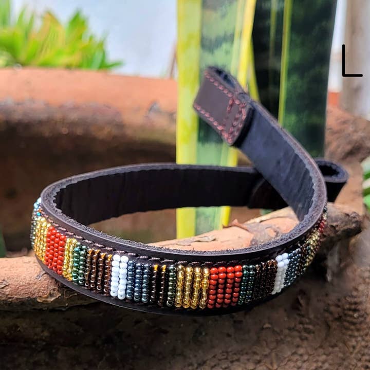 MAASAI CHIEF - Wholesale Pet Collar - Cat/Dog - Beaded Leather Horse browband13