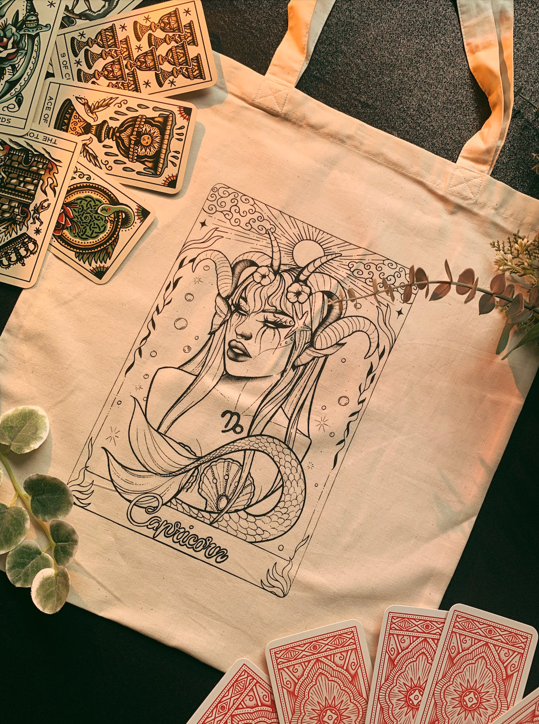 Ruby Rose Designs – Engroshandel Tote bag - Dame – Zodiac goddess tarotkort-taske fra Ruby Rose Designs13