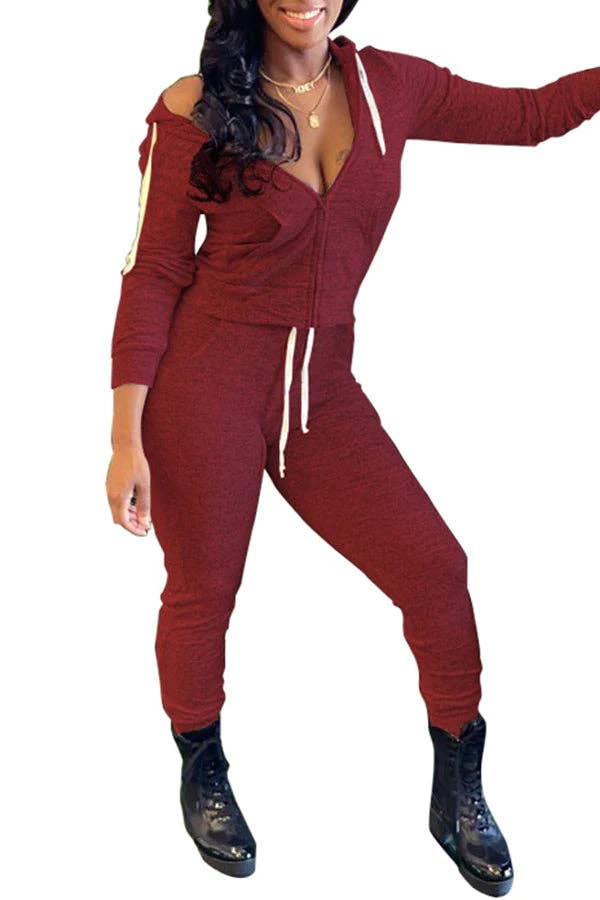 MB Fashion Wholesale - Wholesale Top & Pant Set (NOT Loungewear) - Women's - MB FASHION Zip-Up Hoodie and Jogger Pants Set 12489R10
