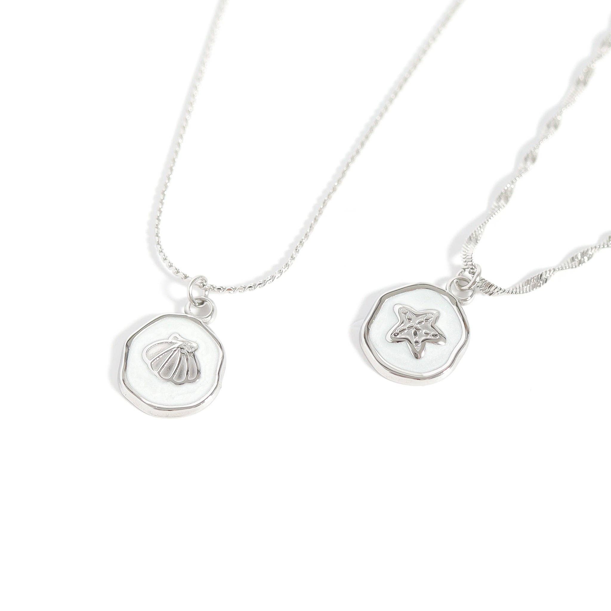 WJW – Pendente/pingente individual por atacado – Pingente Concha do Mar em Epóxi Branco com Revestimento PVD em Ouro 18K4