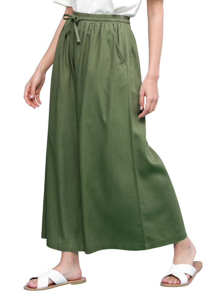MBJ FASHION - Wholesale Pants - Women's - WB2283 Washed Linen Wide Leg Pocket Pant Draw String2