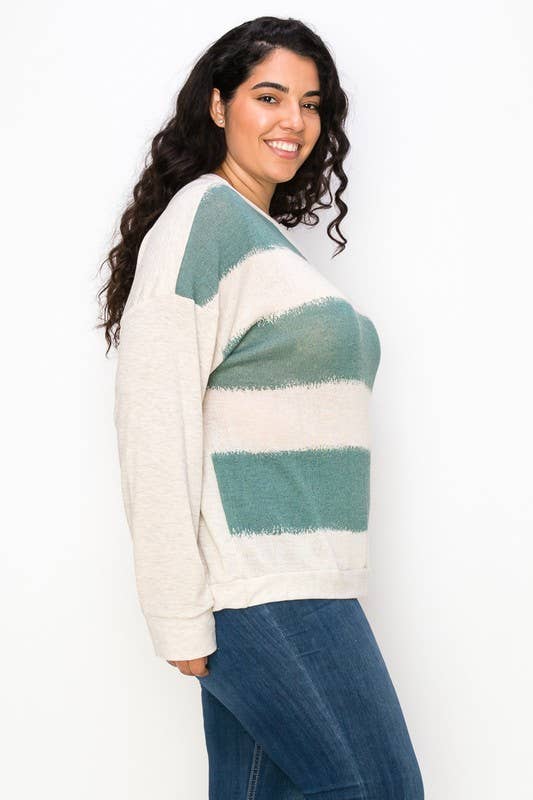 A.gain - Vendita all'ingrosso Top in maglia - Donna - 10764LP543 - TINTA UNITA PLUS SIZE CON MANICHE A CONTRASTO12