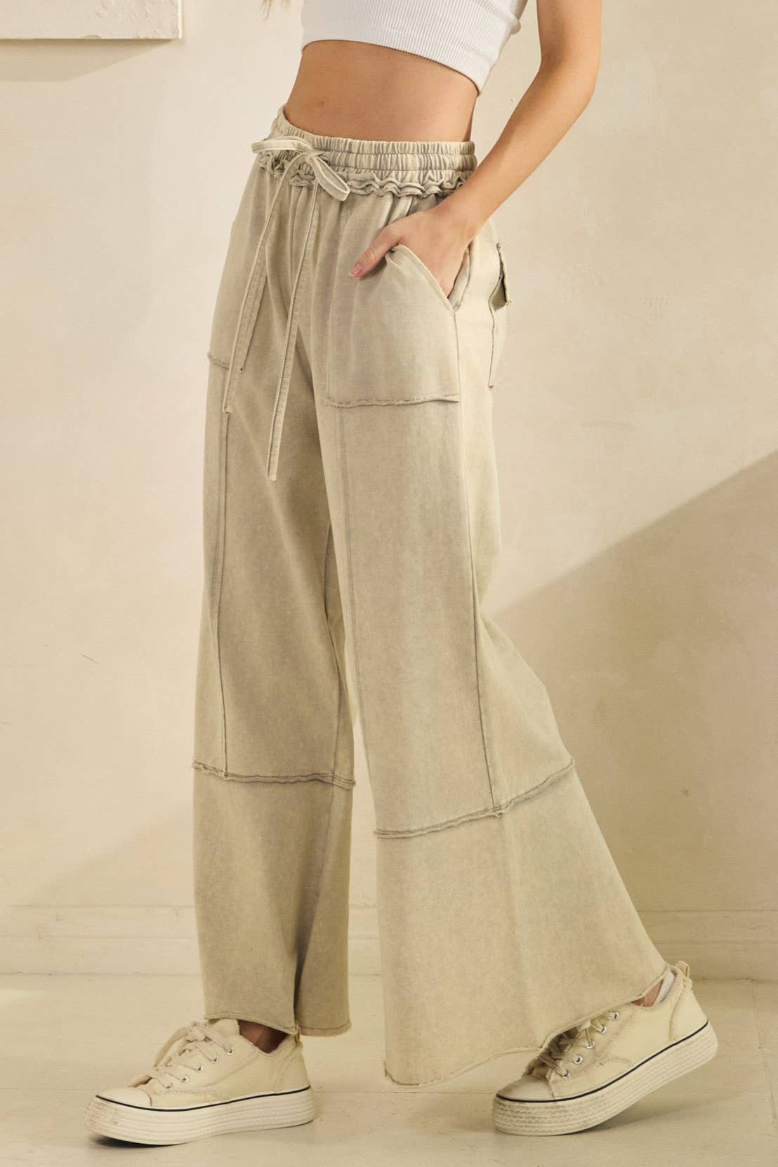 Sage + Fig - Wholesale Pants - Women's - MINERAL WASHED TERRY KNIT PANTS (SP7055-A)17