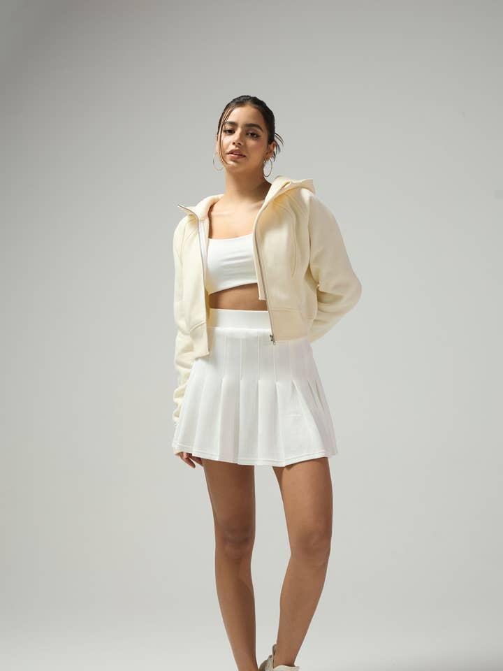 Cream zip hoodie for wholesale by JOJO FASHION INC