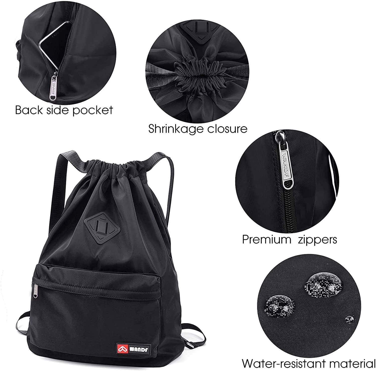 wandf - Wholesale Backpack - Unisex - Sport Drawstring Backpack With Shoe Compartment3