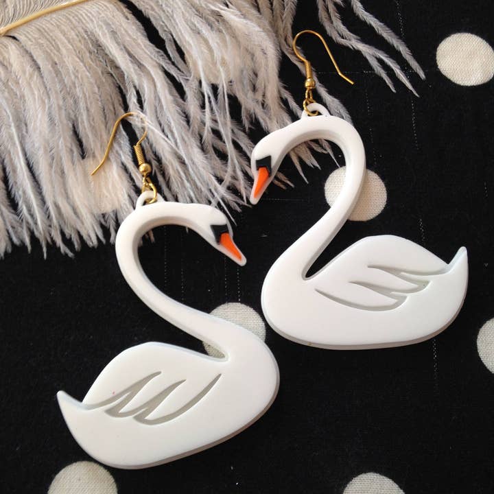 White Swan Earrings for wholesale by I'm Your Present