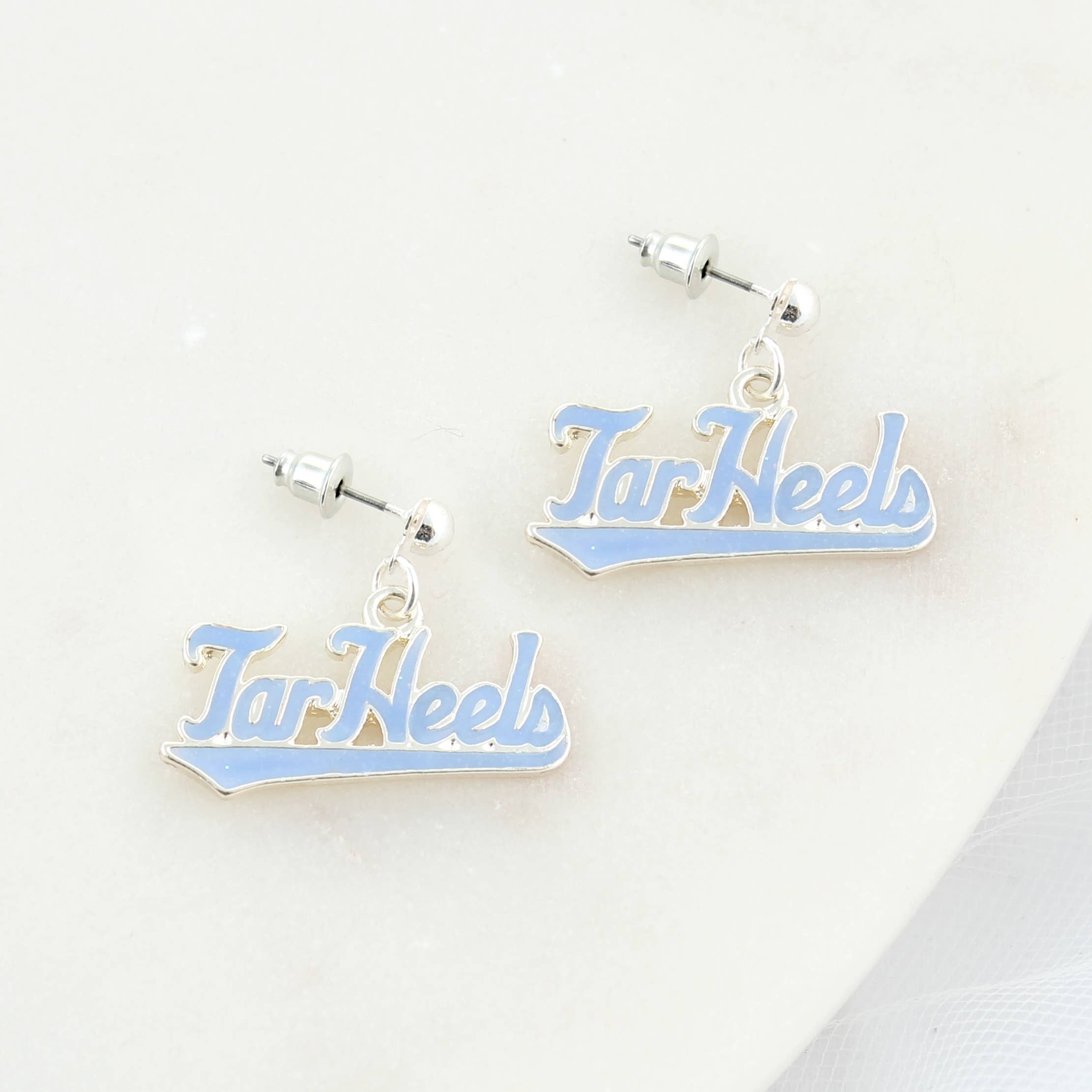 Seasons Jewelry - Wholesale Dangle Earrings - UNC Tarheels Slogan Earrings0