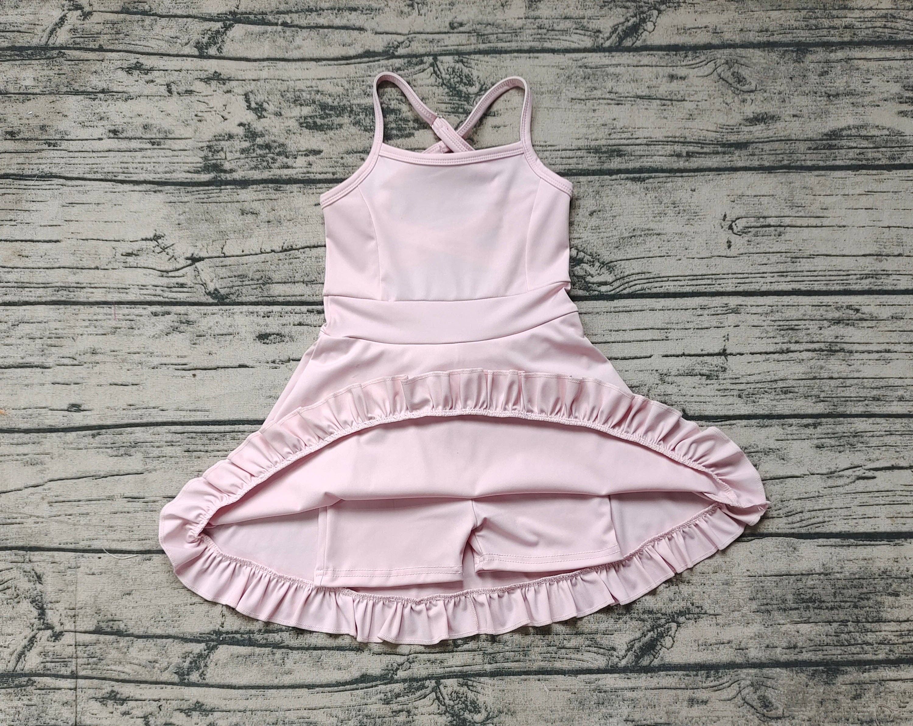 Aier Wholesale - Wholesale Athletic Dress - Kids - Baby Girls Pink Knit Knee Length Active Wear Dresses3