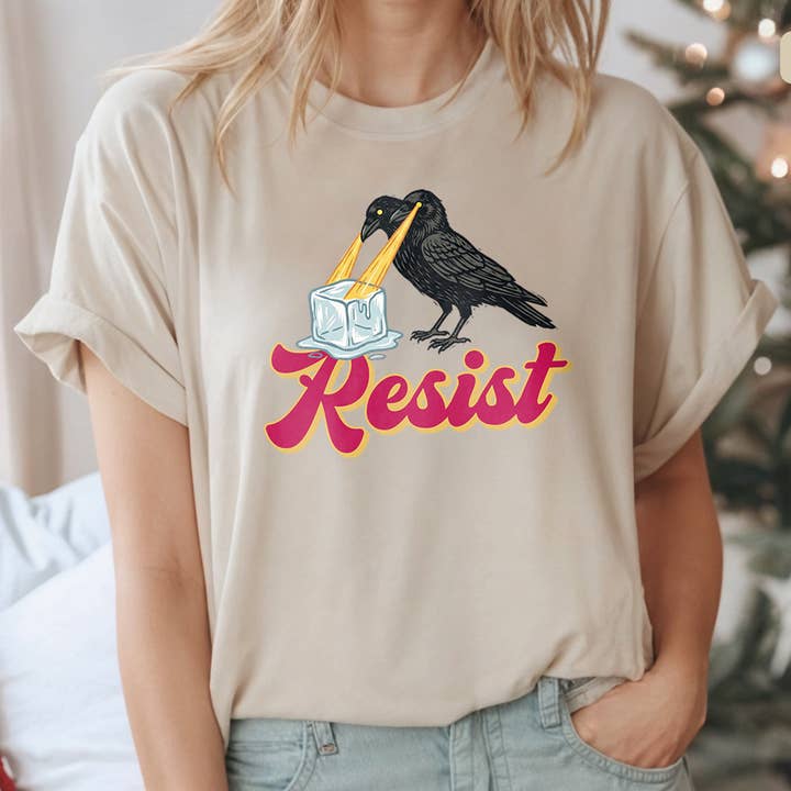 Resist Laser Crow Shirt Political Anit ICE Immigrant Gift for wholesale by Vivtrek