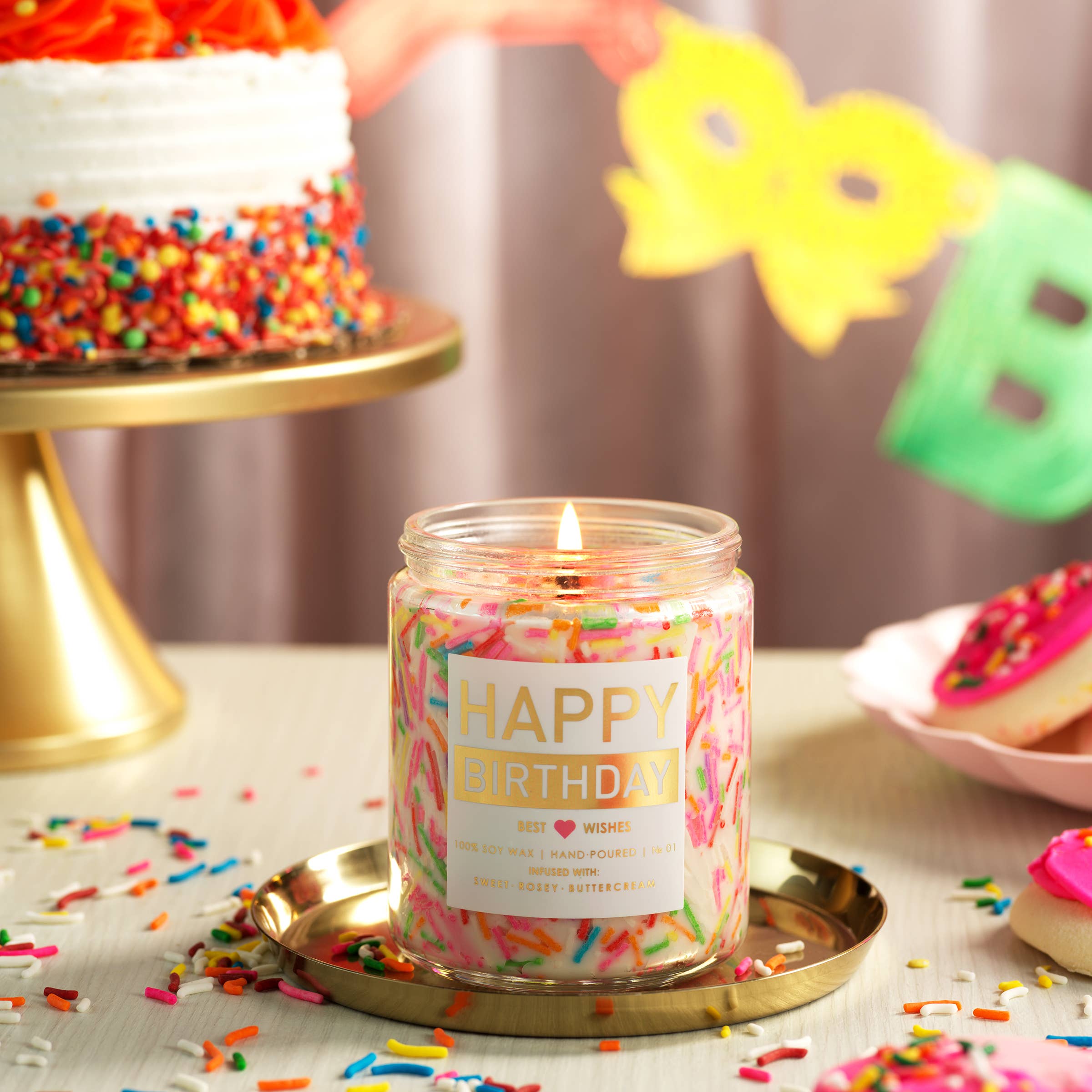 Lovery - Wholesale Jar/Filled Candle - Birthday Gifts for Mom, Happy Birthday Candle with Sprinkles1