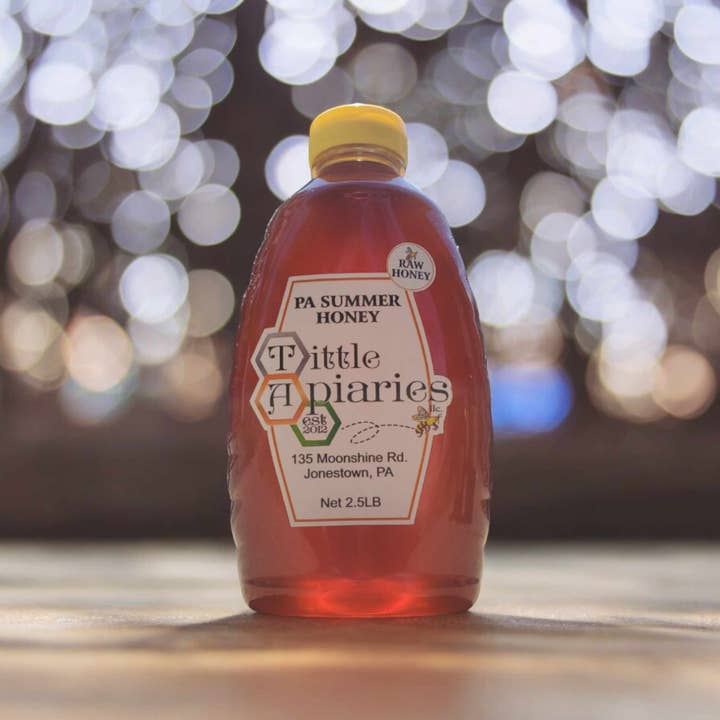Raw PA Summer Honey - 2.5 lb Plastic Squeeze Bottle for wholesale by Tittle Apiaries, LLC
