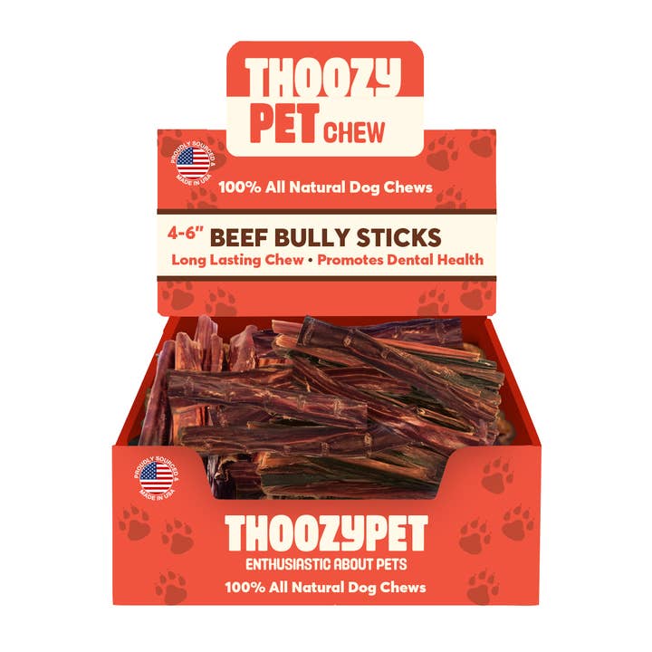 ThoozyPet USA-Sourced Beef Bully Stick Dog Chews 4-6" 50ct for wholesale by Pet Palette Distribution