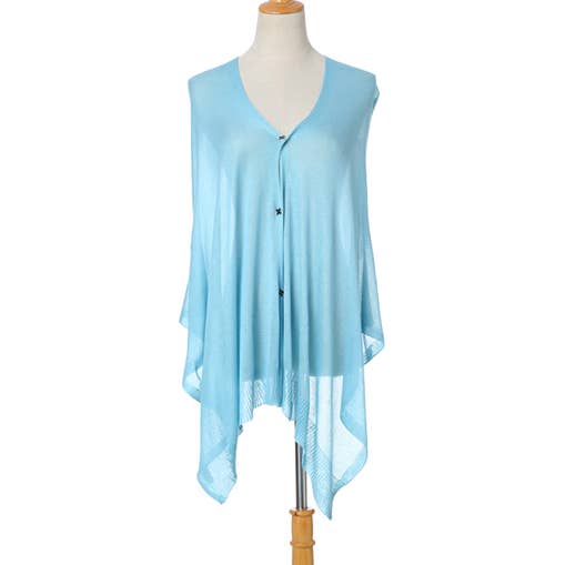 Blå poncho med aftagelig 4-blads knap for engroshandel hos Shine Mark Accessories