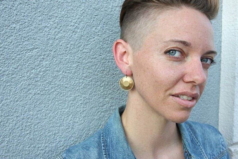 daniAWESOME - Wholesale Dangle Earrings - Brass Faceted Round Dangle Earrings5