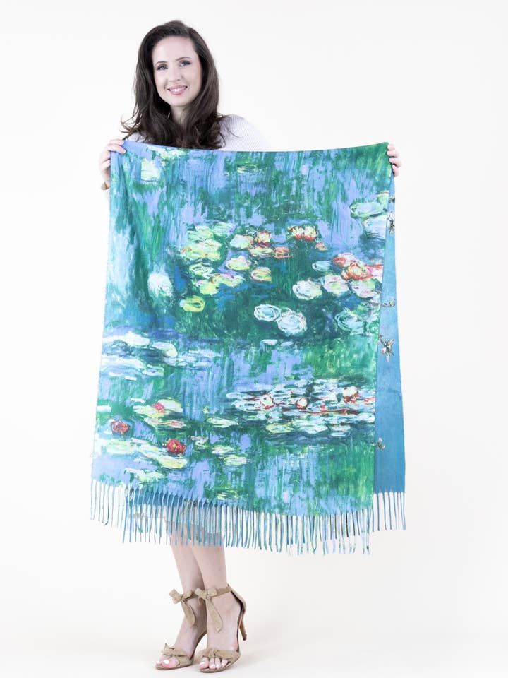Almond Blossoms and Lotus Double Sided Scarf for wholesale by Original USA