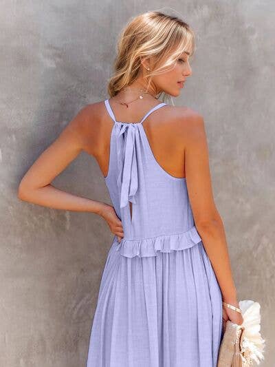 ClassiQ - Wholesale Dress - Women's - Ruffled Sleeveless Tiered Maxi Dress with Pockets14