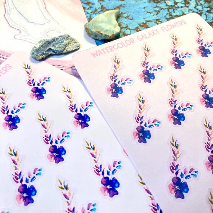 Feuille d'autocollants Galaxy Flower Planner pour la vente par stickersbyjodi
