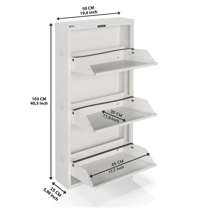 CEHA USA – wholesale Shoe rack – Antibacterial 3 Tier metal shoe cabinet side holes
